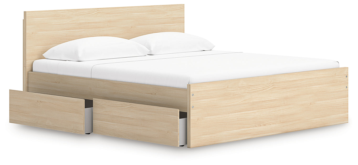 Onita Natural King Panel Platform Bed with Storage - EB9632B23
