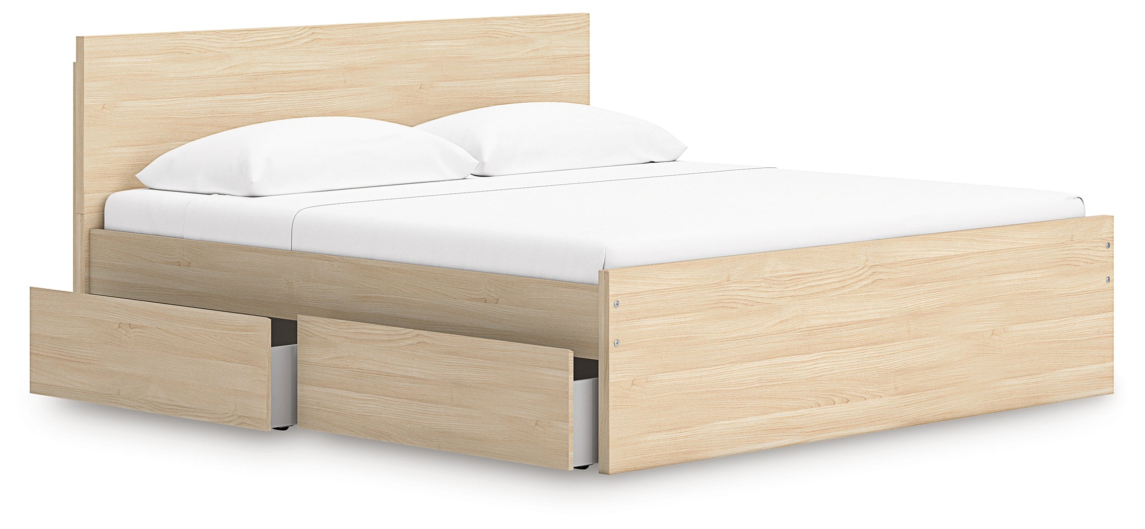 Onita Natural King Panel Platform Bed with Storage - EB9632B23