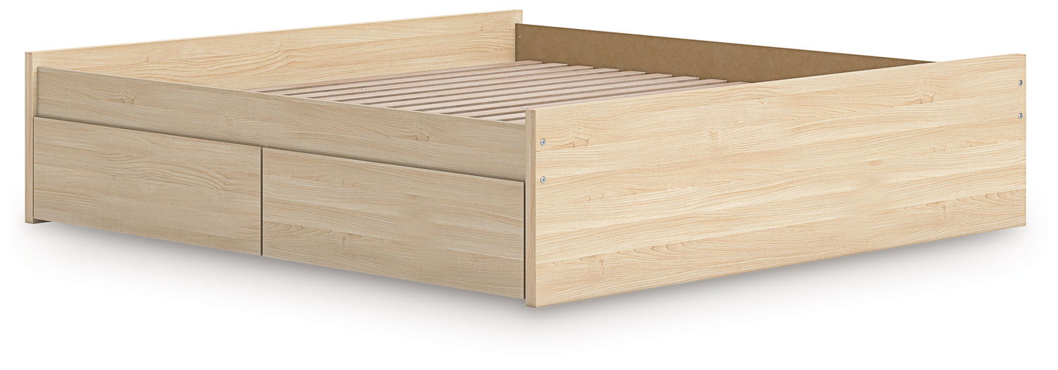 Onita Natural King Platform Bed with 1 Side Storage - EB9632B20