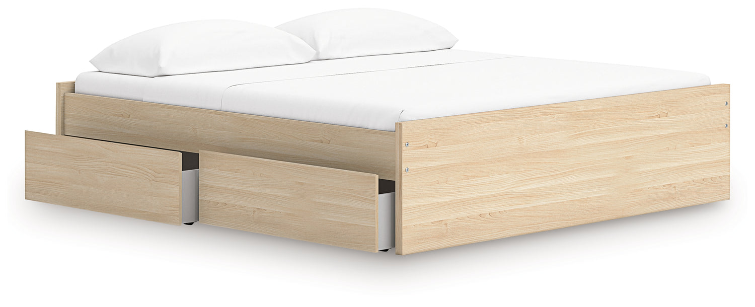 Onita Natural King Platform Bed with 2 Side Storage - EB9632B21
