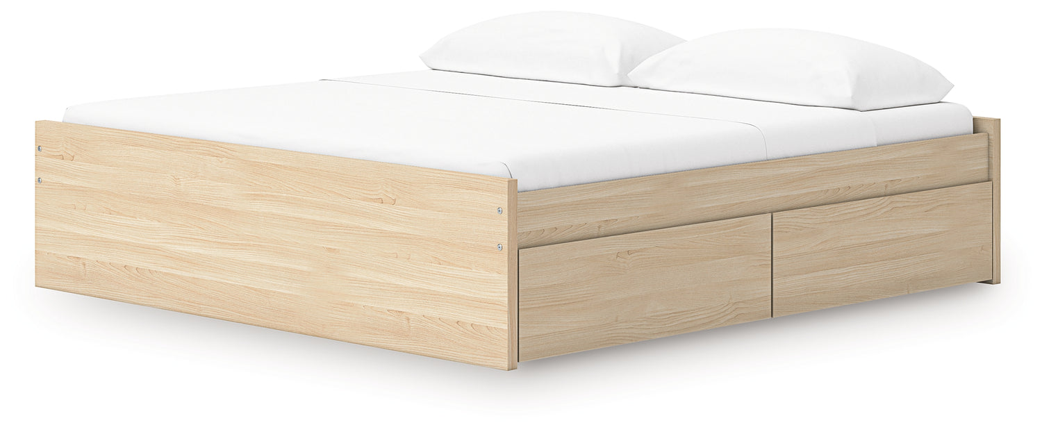 Onita Natural King Platform Bed with 2 Side Storage - EB9632B21