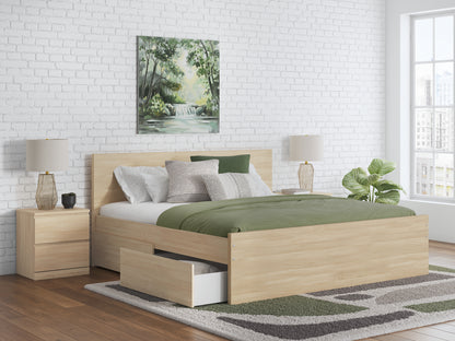 Onita Natural Queen Panel Platform Bed with 1 Side Storage - EB9632B12