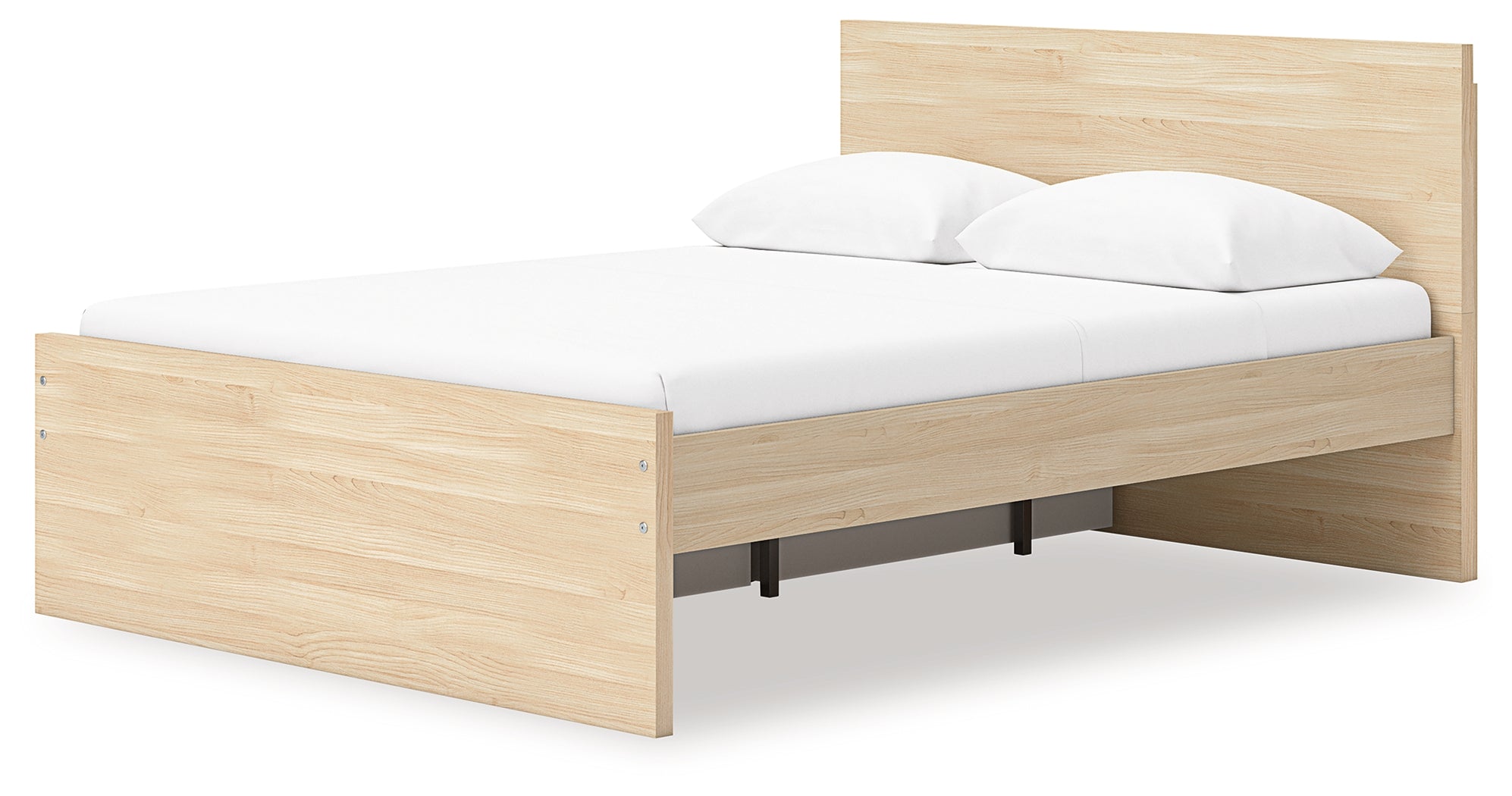 Onita Natural Queen Panel Platform Bed with 1 Side Storage - EB9632B12