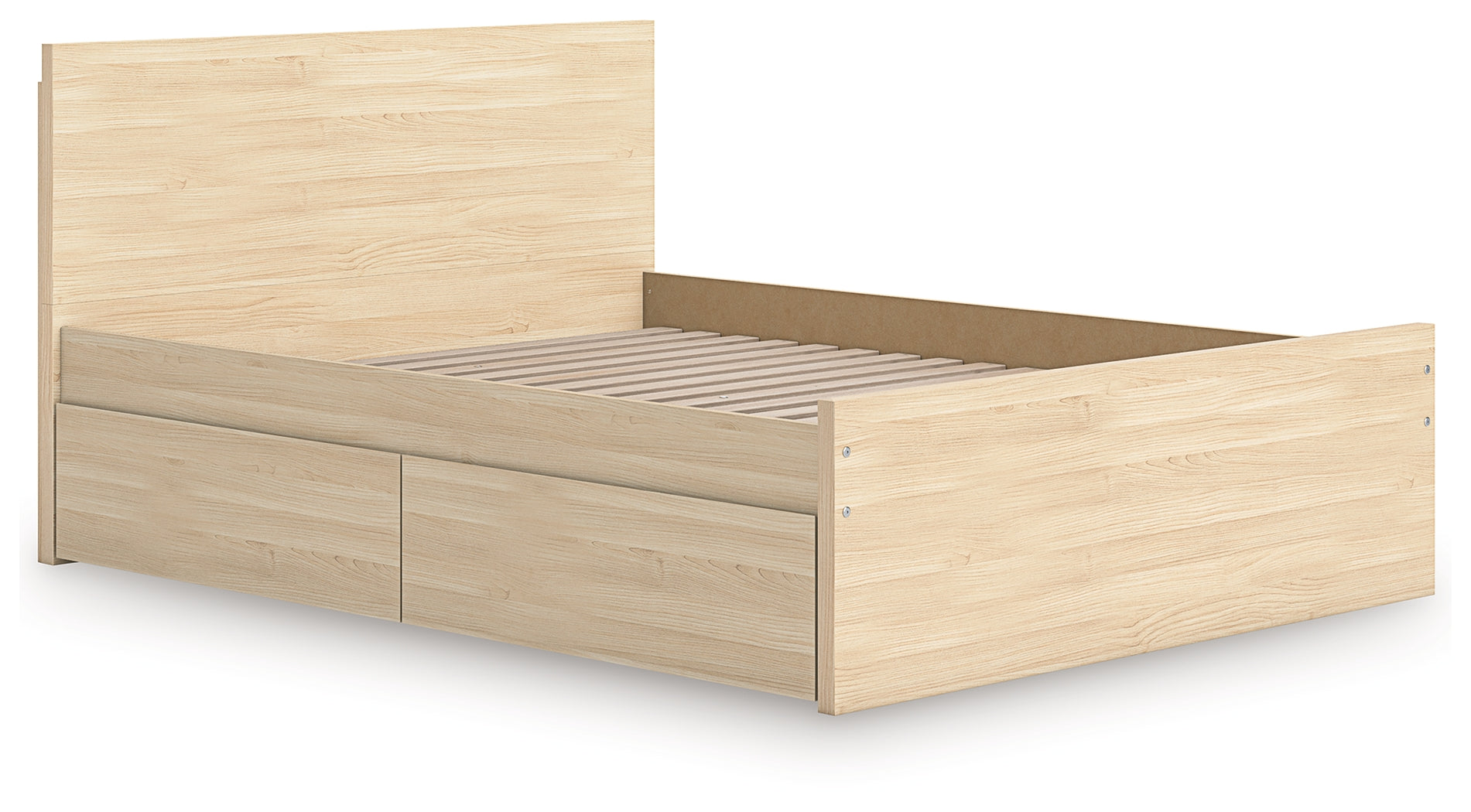 Onita Natural Queen Panel Platform Bed with 1 Side Storage - EB9632B12