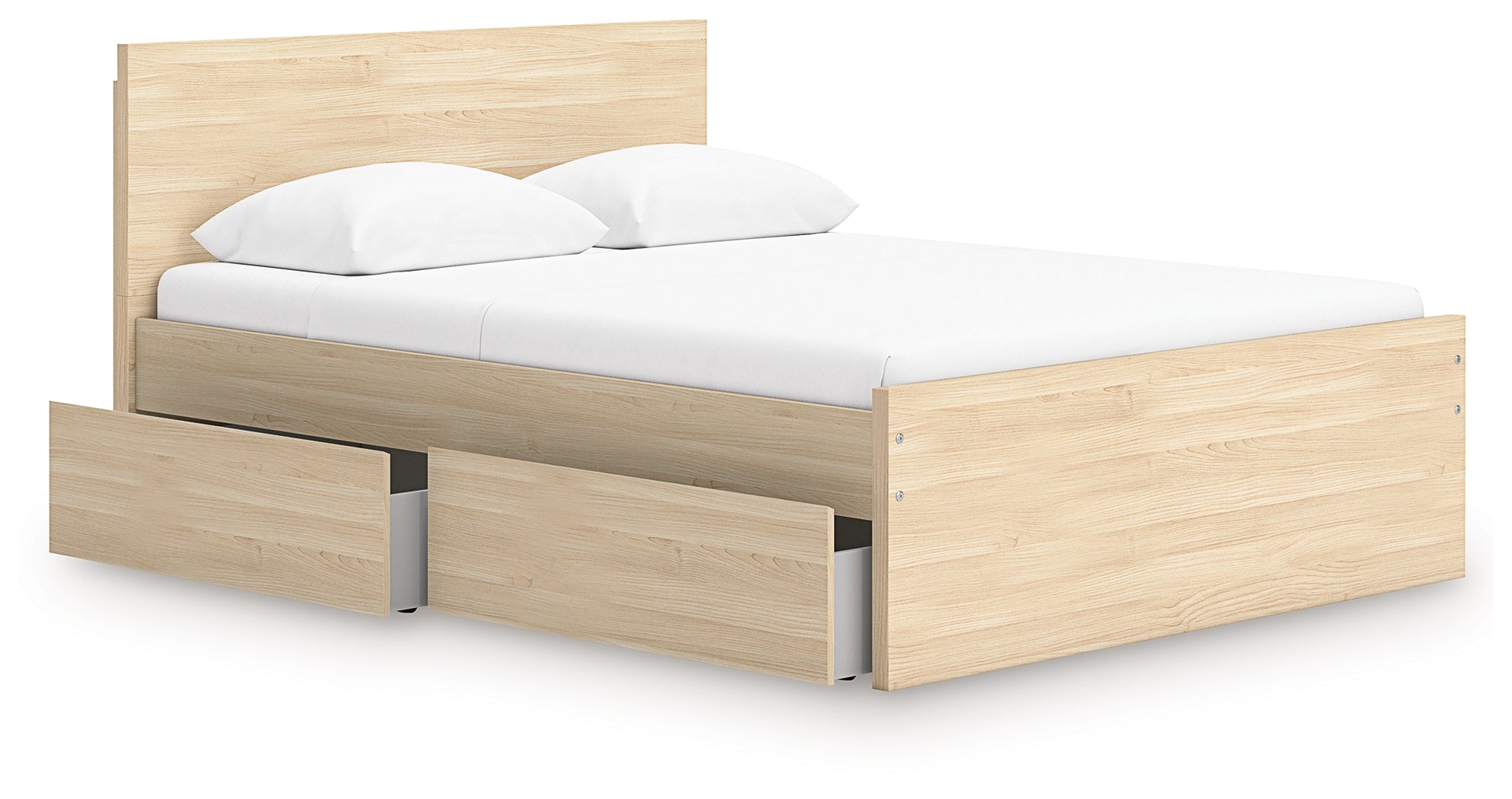 Onita Natural Queen Panel Platform Bed with 1 Side Storage - EB9632B12