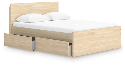 Onita Natural Queen Panel Platform Bed with 1 Side Storage - EB9632B12