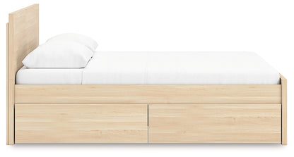 Onita Natural Queen Panel Platform Bed with 1 Side Storage - EB9632B12