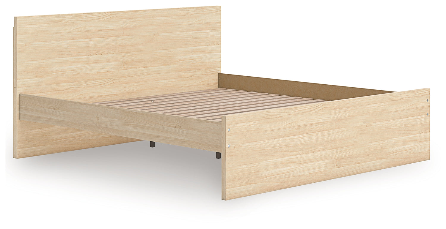 Onita Natural Queen Panel Platform Bed with 2 Side Storage - EB9632B18