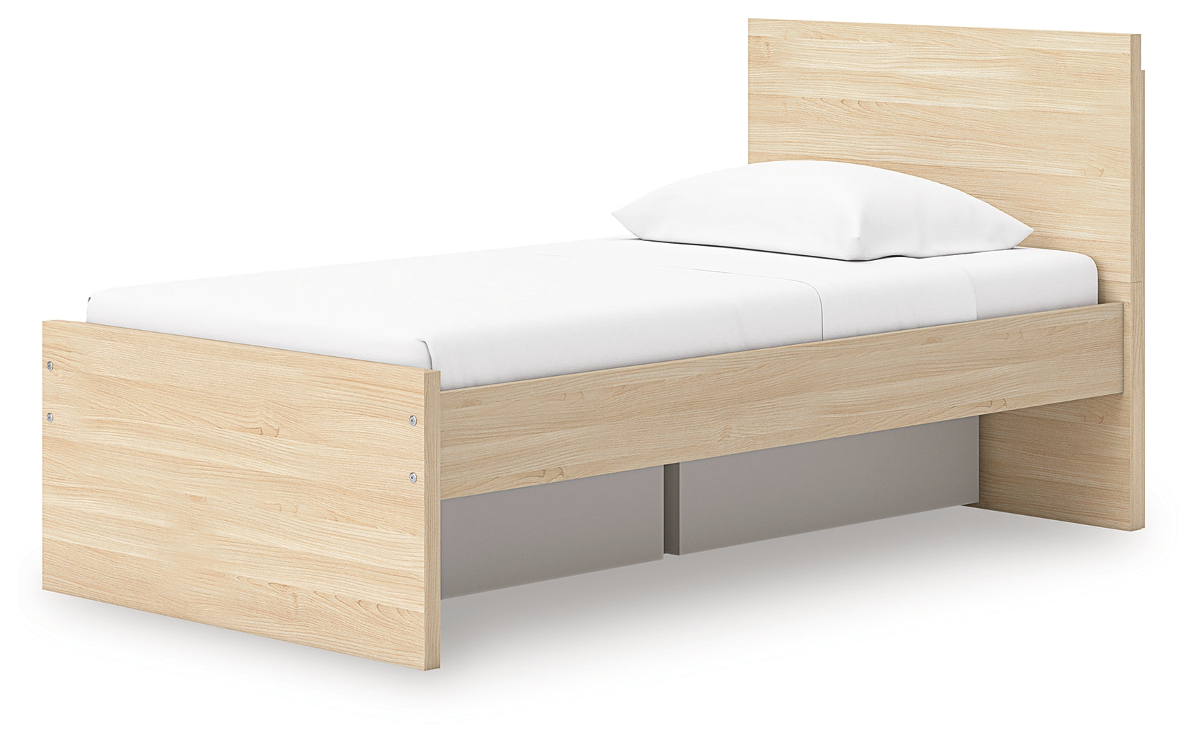 Onita Natural Twin Panel Platform Bed with 1 Side Storage - EB9632B10