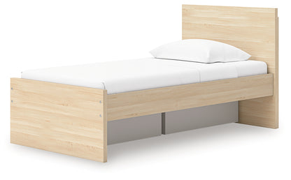Onita Natural Twin Panel Platform Bed with 1 Side Storage - EB9632B10