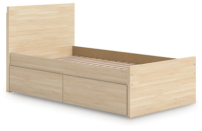 Onita Natural Twin Panel Platform Bed with 1 Side Storage - EB9632B10