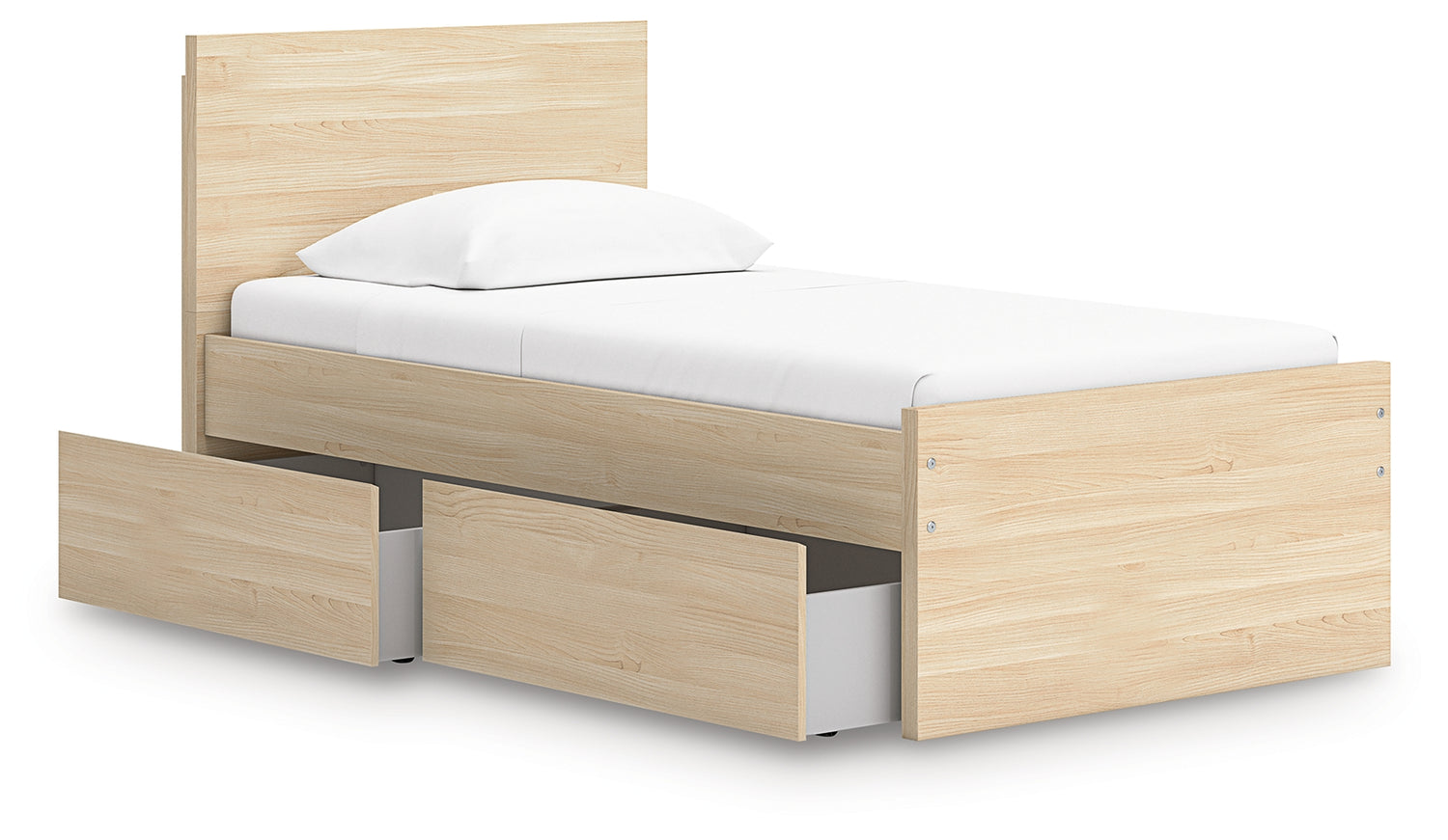 Onita Natural Twin Panel Platform Bed with 1 Side Storage - EB9632B10