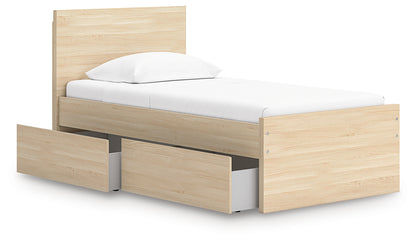 Onita Natural Twin Panel Platform Bed with 1 Side Storage - EB9632B10