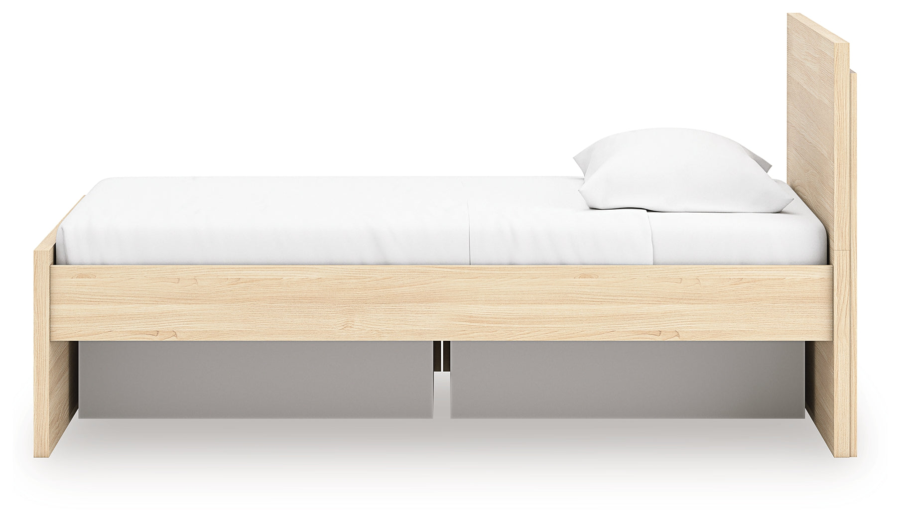 Onita Natural Twin Panel Platform Bed with 1 Side Storage - EB9632B10