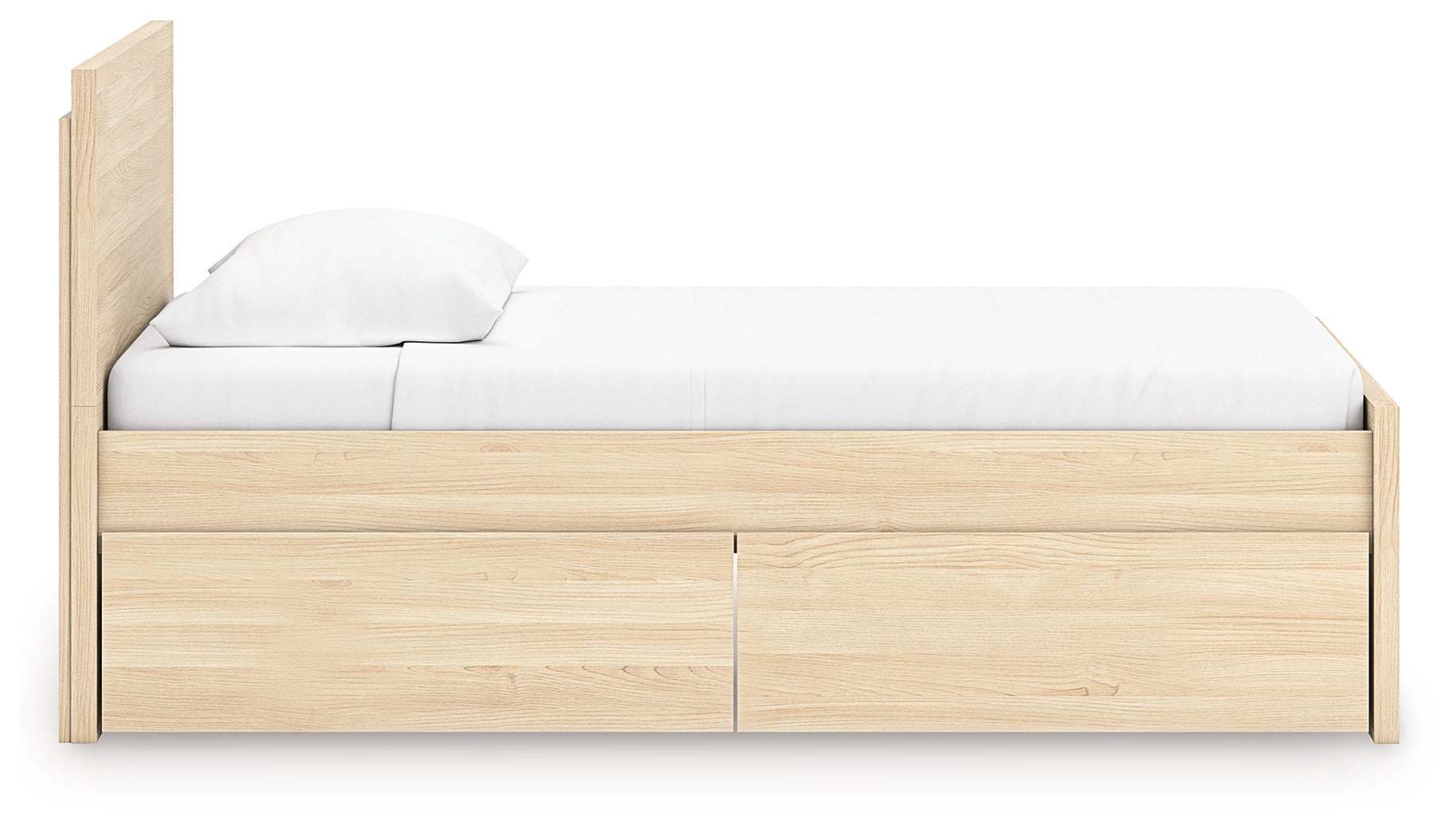 Onita Natural Twin Panel Platform Bed with 1 Side Storage - EB9632B10