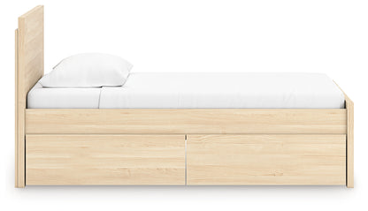 Onita Natural Twin Panel Platform Bed with 1 Side Storage - EB9632B10