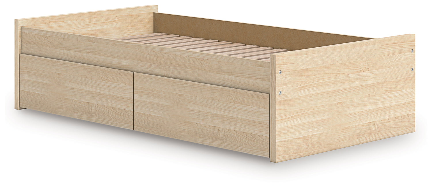 Onita Natural Twin Platform Bed with 1 Side Storage - EB9632B7