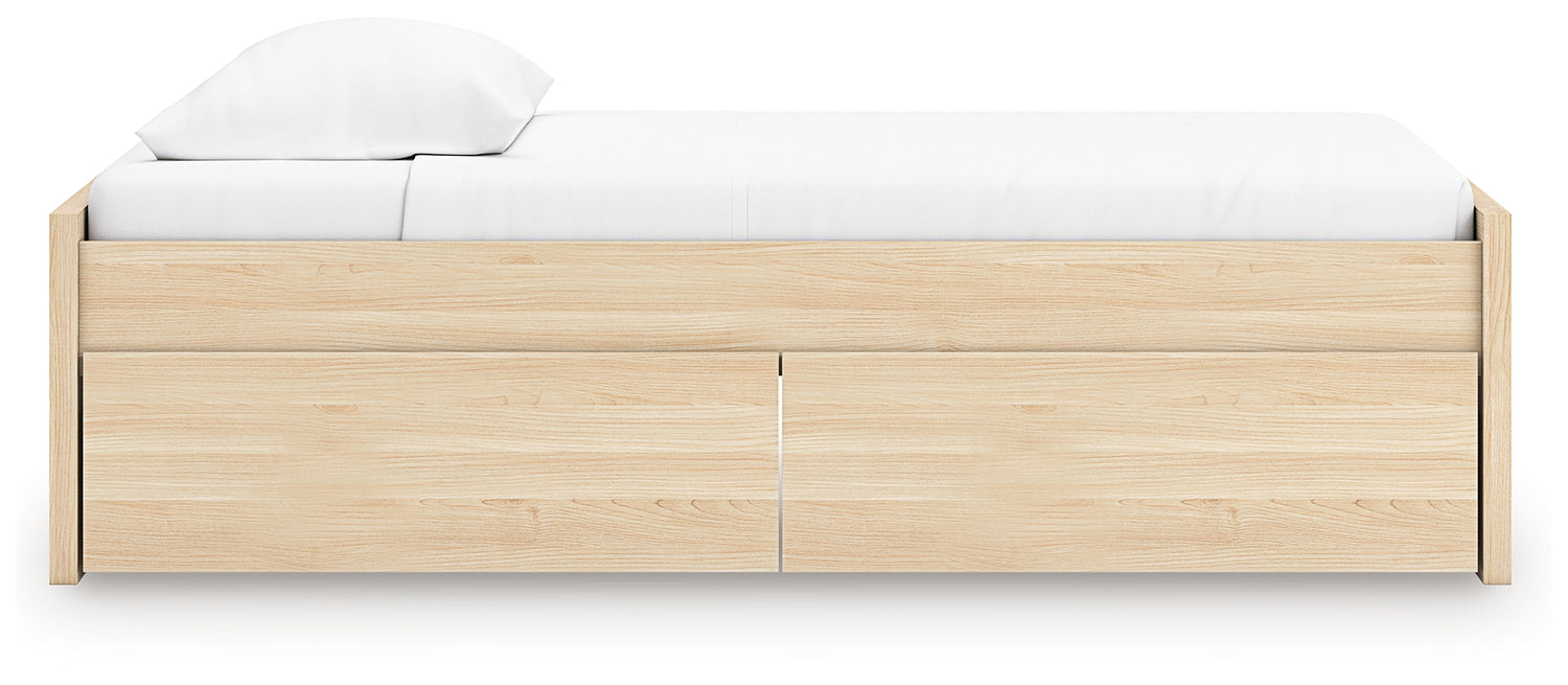 Onita Natural Twin Platform Bed with 1 Side Storage - EB9632B7