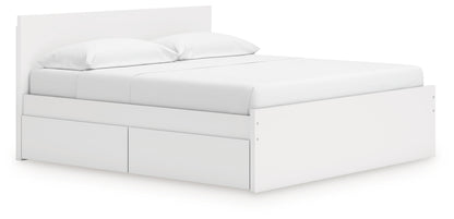Onita White King Panel Platform Bed with 2 Side Storage - EB9630B21
