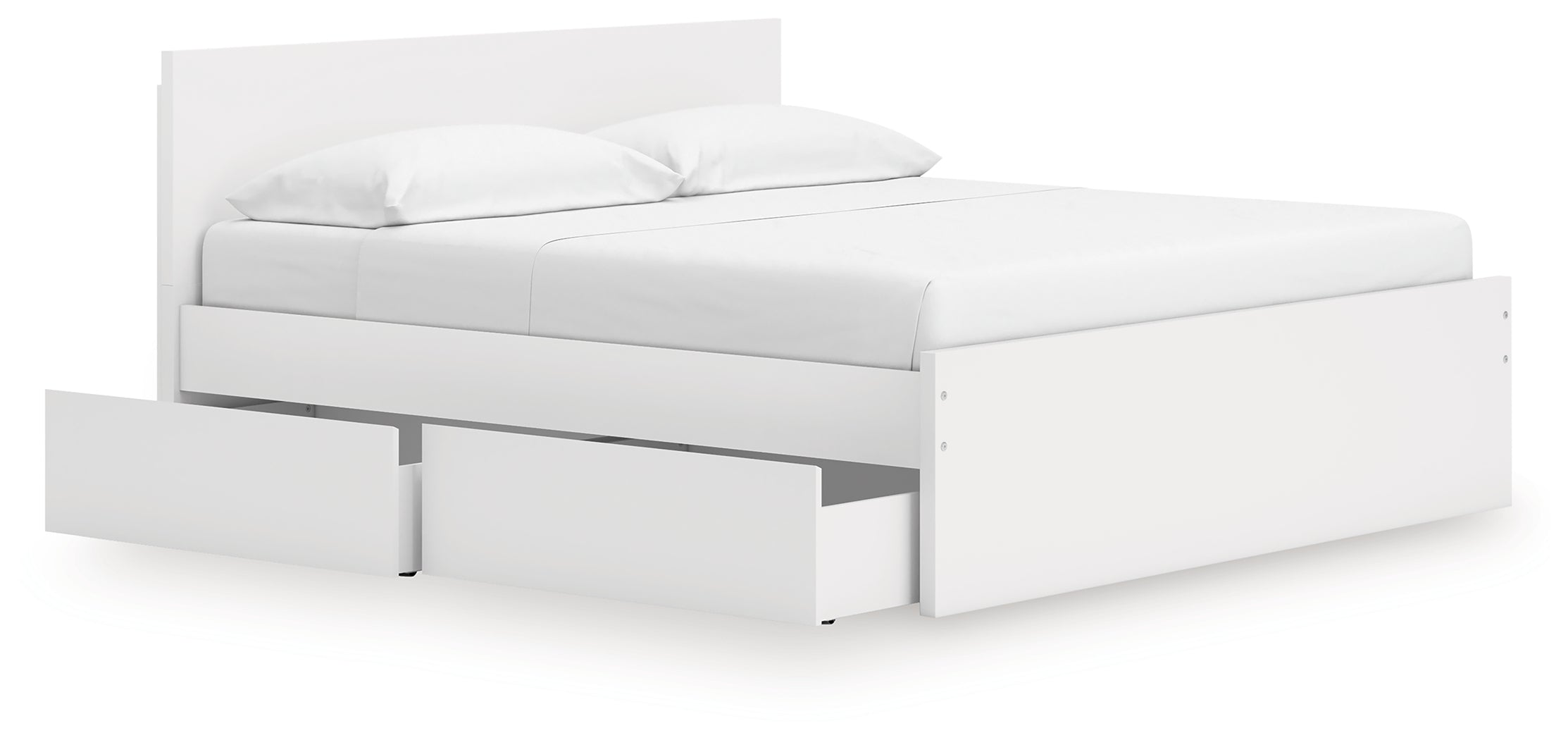 Onita White King Panel Platform Bed with 2 Side Storage - EB9630B21