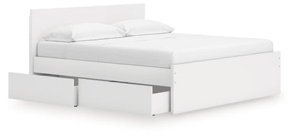 Onita White King Panel Platform Bed with 2 Side Storage - EB9630B21