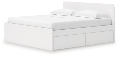 Onita White King Panel Platform Bed with 2 Side Storage - EB9630B21