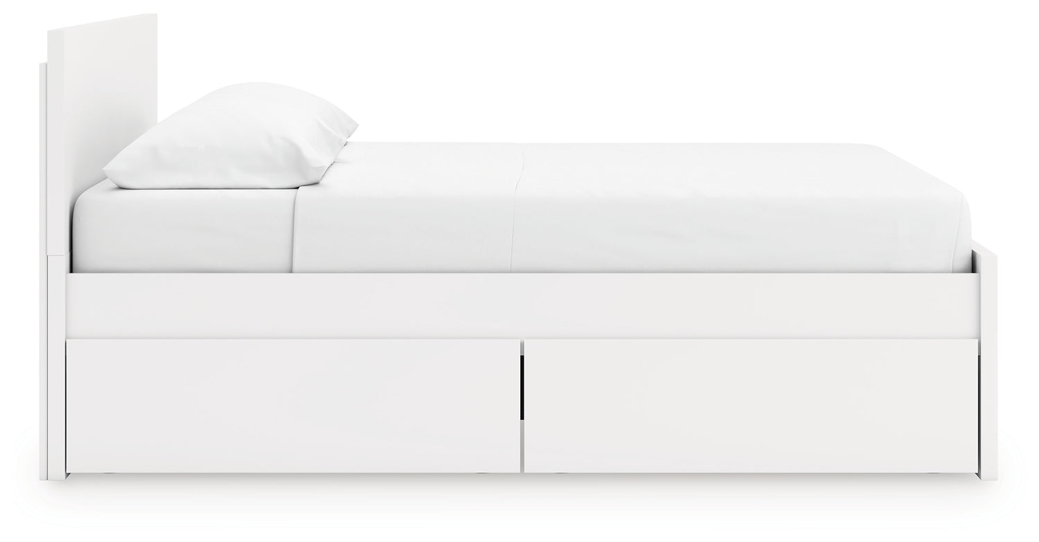 Onita White King Panel Platform Bed with 2 Side Storage - EB9630B21