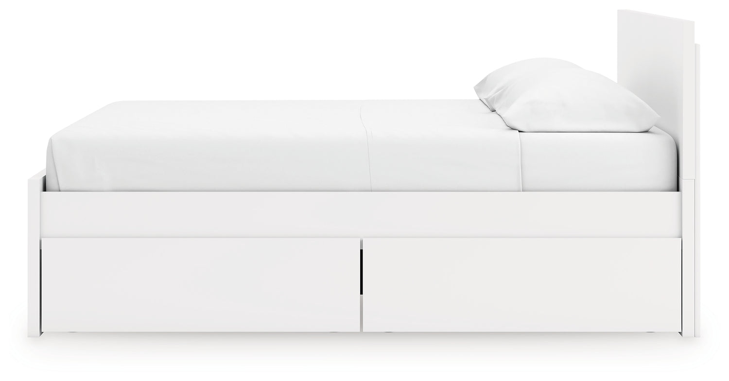 Onita White King Panel Platform Bed with 2 Side Storage - EB9630B21