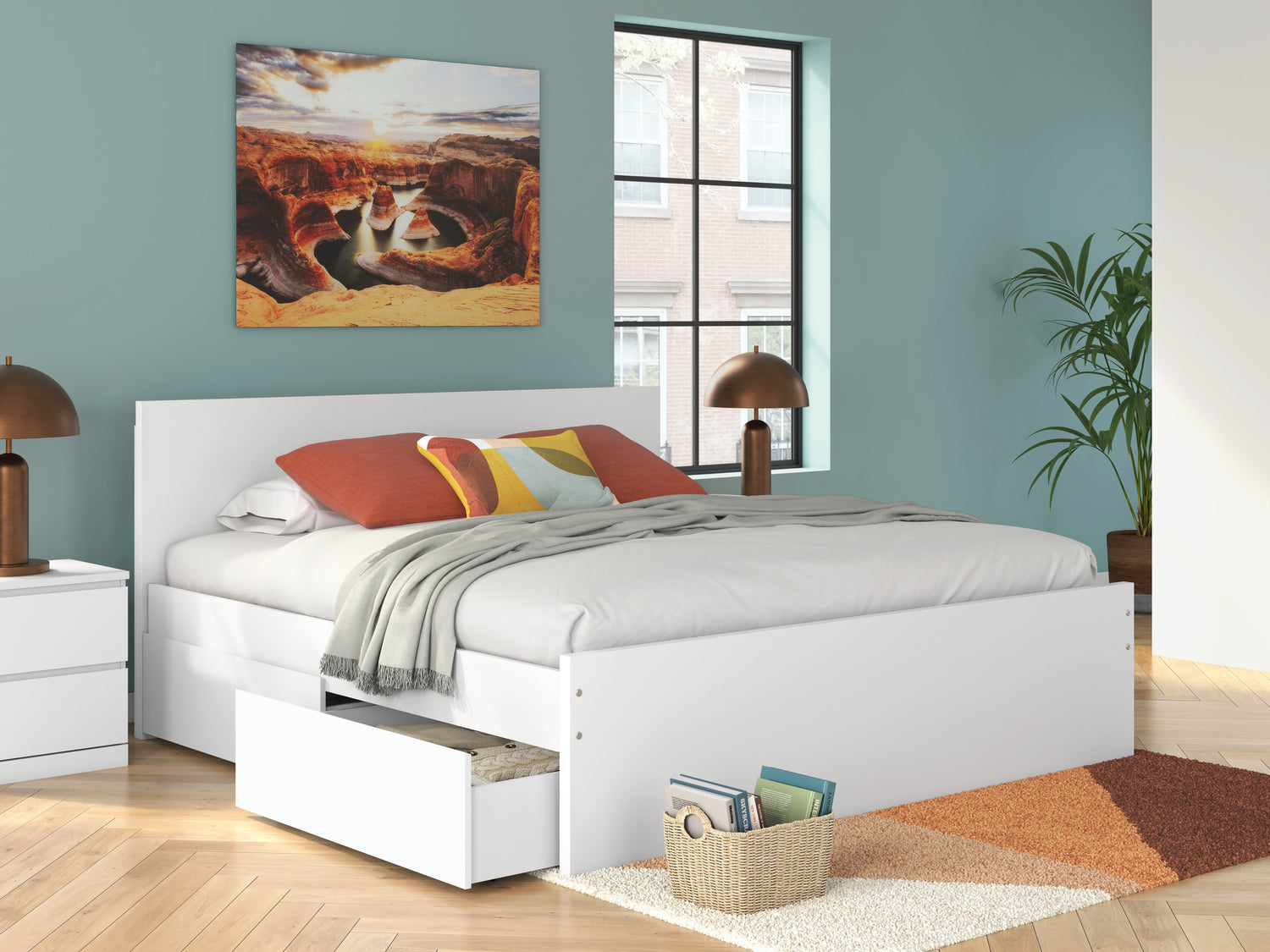 Onita White King Panel Platform Bed with Storage - EB9630B20