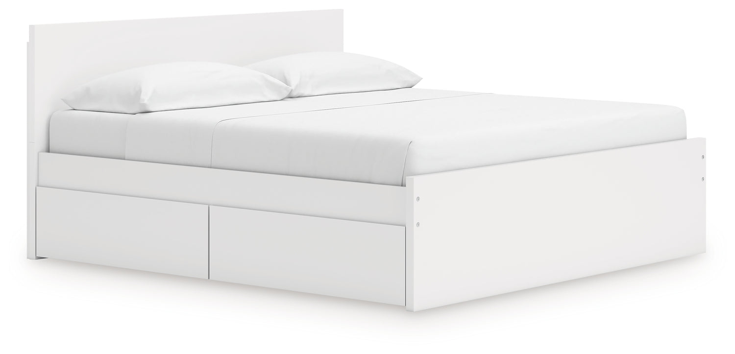 Onita White King Panel Platform Bed with Storage - EB9630B20