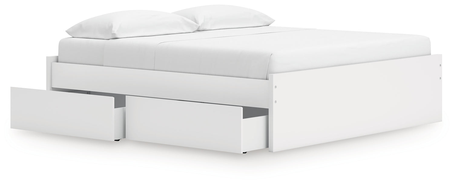Onita White King Platform Bed with 1 Side Storage - EB9630B23