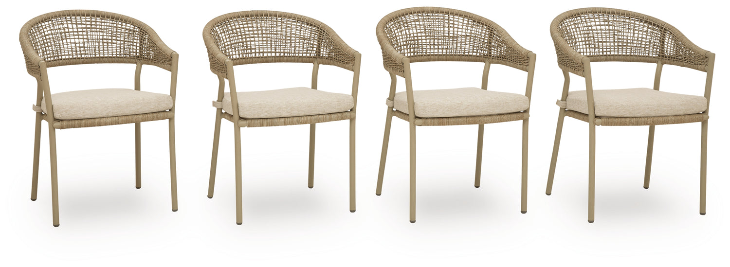 Orchard Beach Beige Outdoor Arm Chair with Cushion (Set of 4) - PCP373-601A