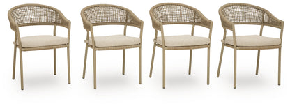 Orchard Beach Beige Outdoor Arm Chair with Cushion (Set of 4) - PCP373-601A