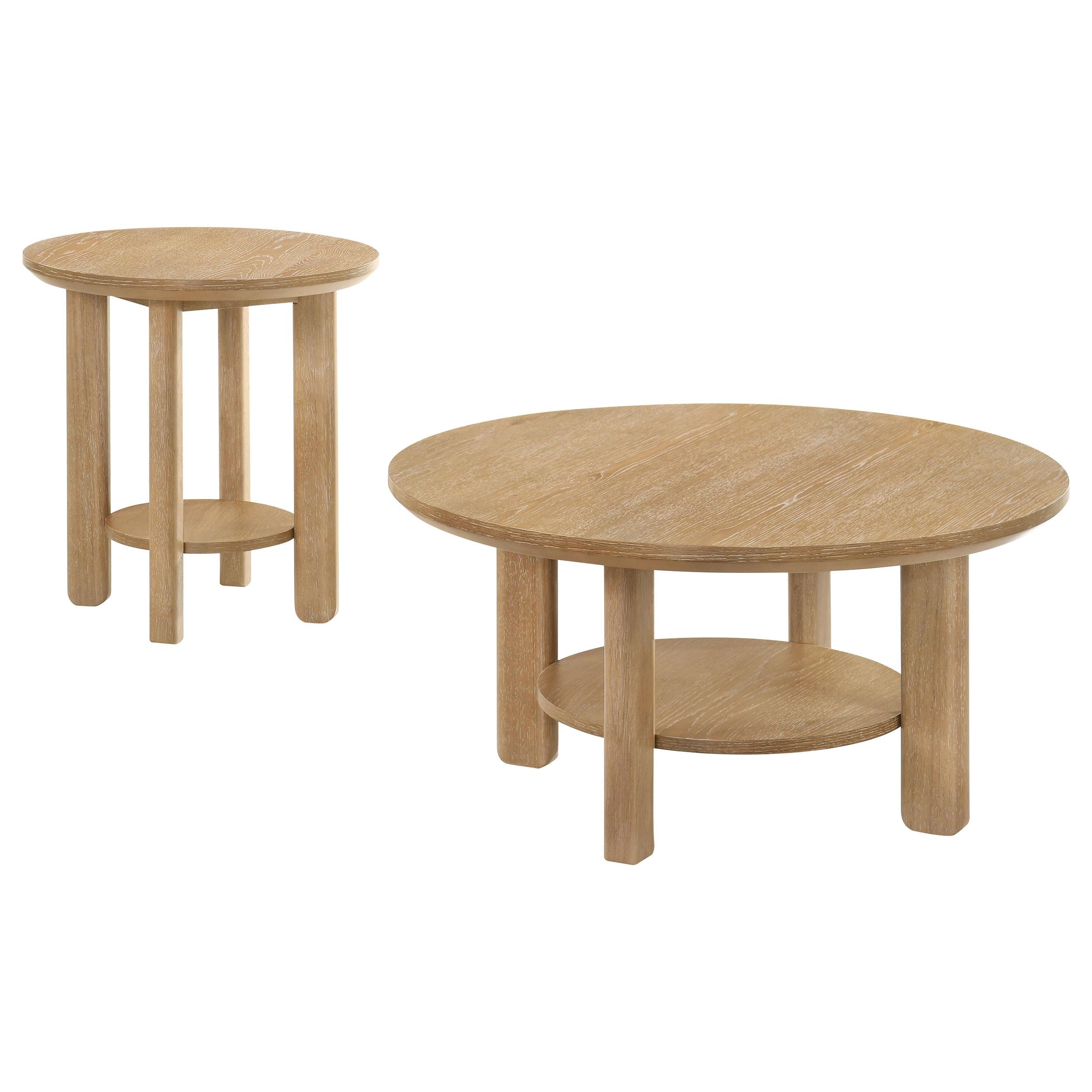 Ottowa 2-piece Round Wood Coffee Table Set Light Oak - 706298-S2