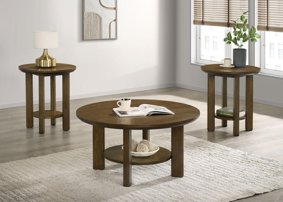 Ottowa 3-piece Round Wood Coffee Table Set Brown - 706308-S3