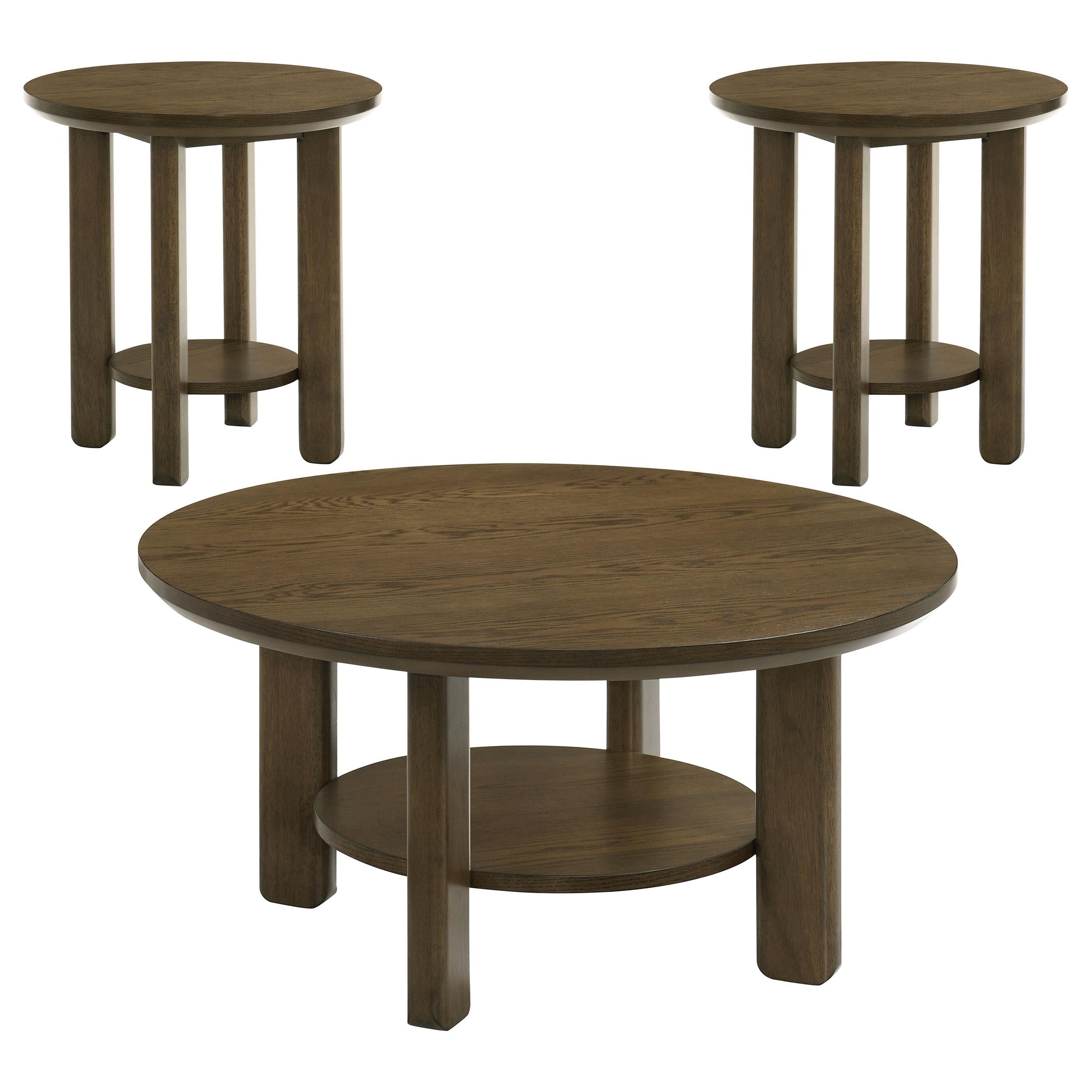 Ottowa 3-piece Round Wood Coffee Table Set Brown - 706308-S3