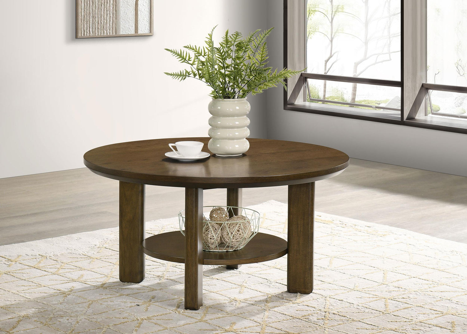Ottowa 36-inch Round Wood Cocktail Coffee Table Brown - 706308