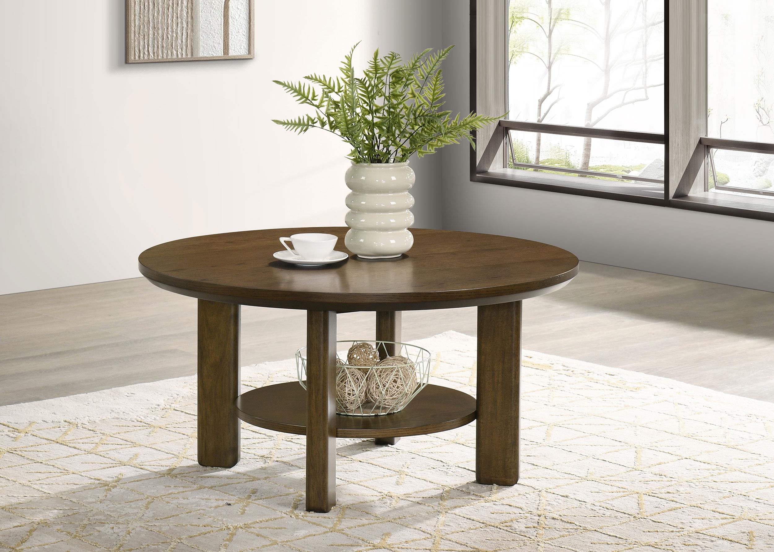 Ottowa 36-inch Round Wood Cocktail Coffee Table Brown - 706308
