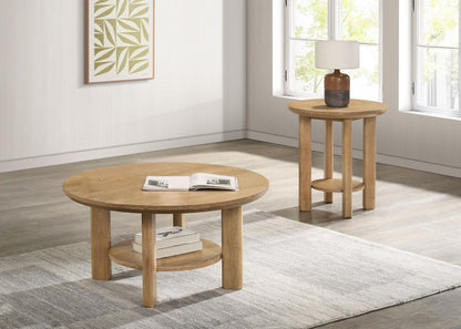 Ottowa 36-inch Round Wood Cocktail Coffee Table Light Oak - 706298
