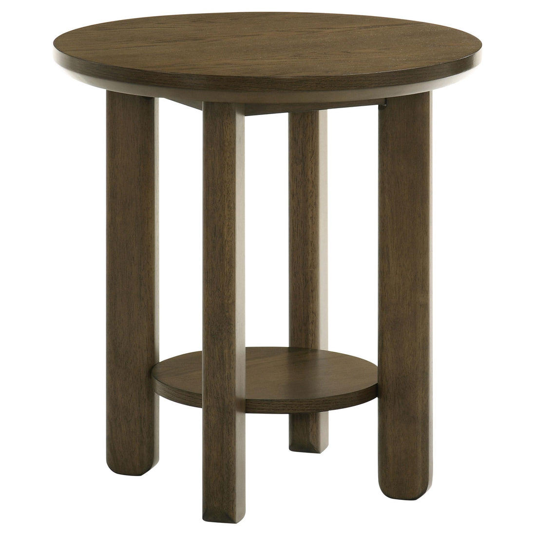 Ottowa Round Wood Side End Table with Shelf Brown - 706307