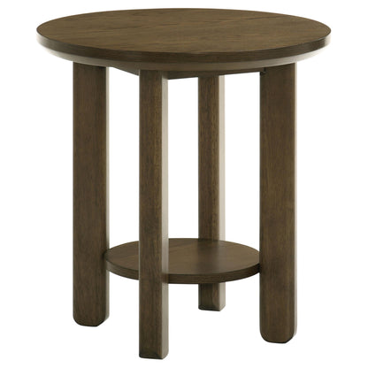 Ottowa Round Wood Side End Table with Shelf Brown - 706307