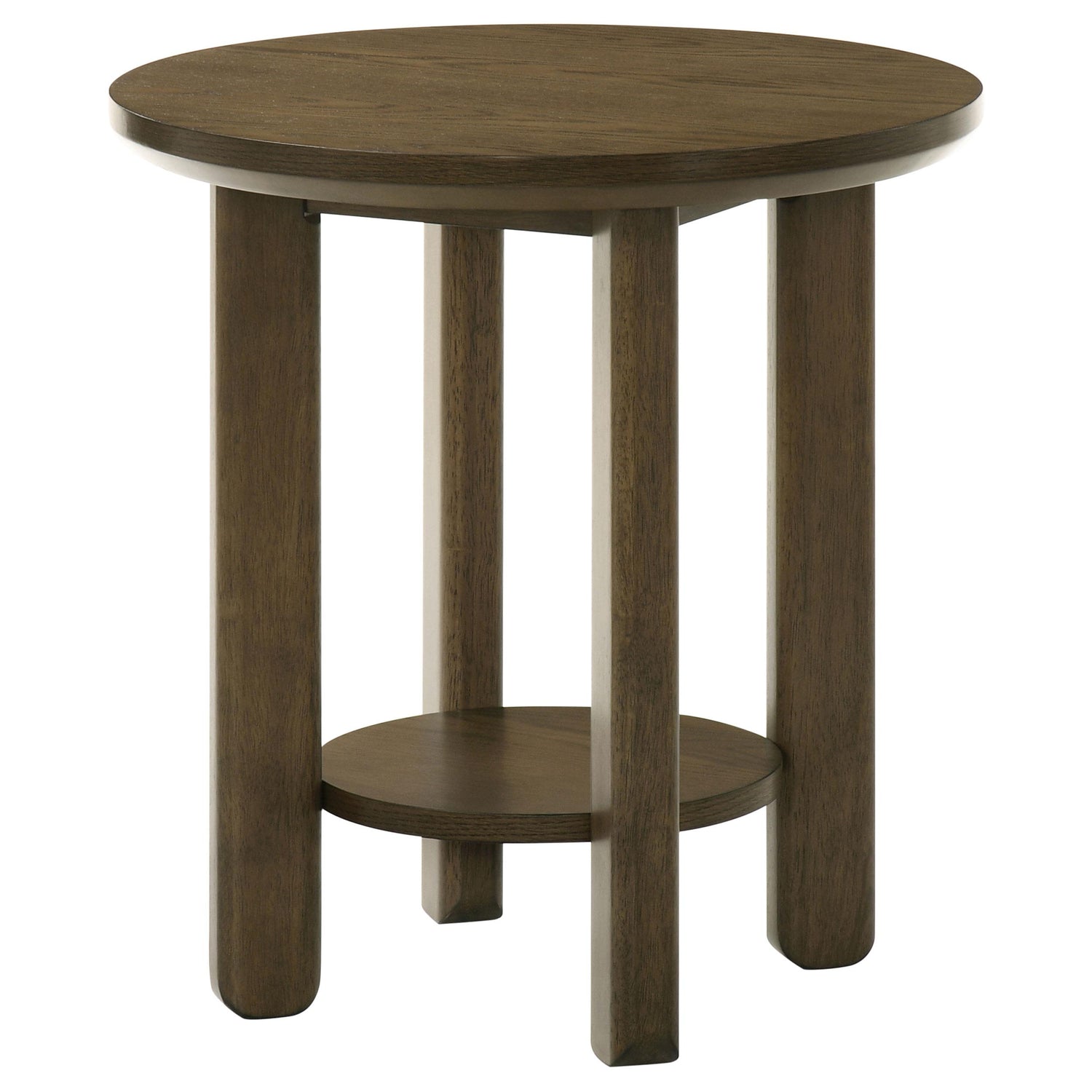 Ottowa Round Wood Side End Table with Shelf Brown - 706307