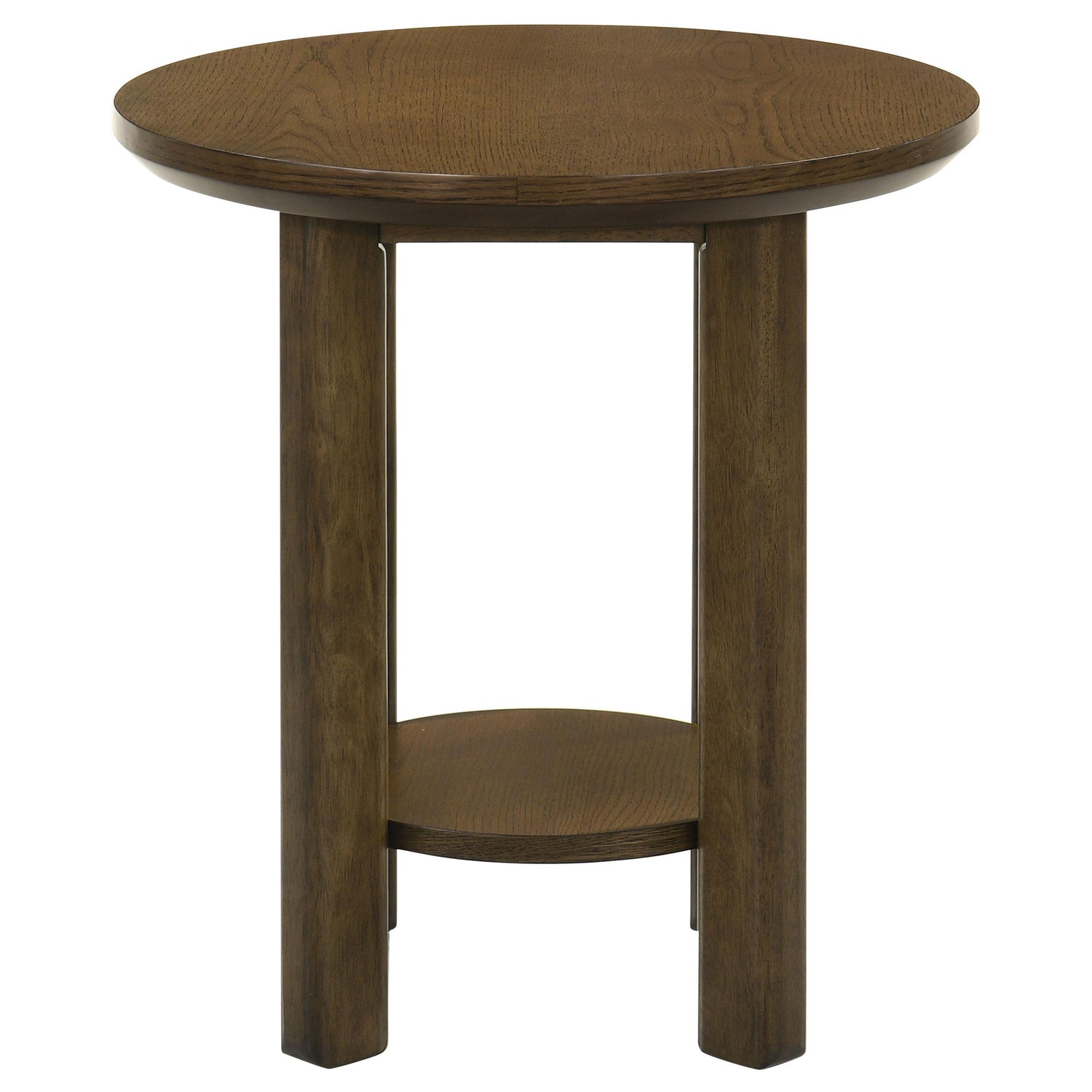 Ottowa Round Wood Side End Table with Shelf Brown - 706307