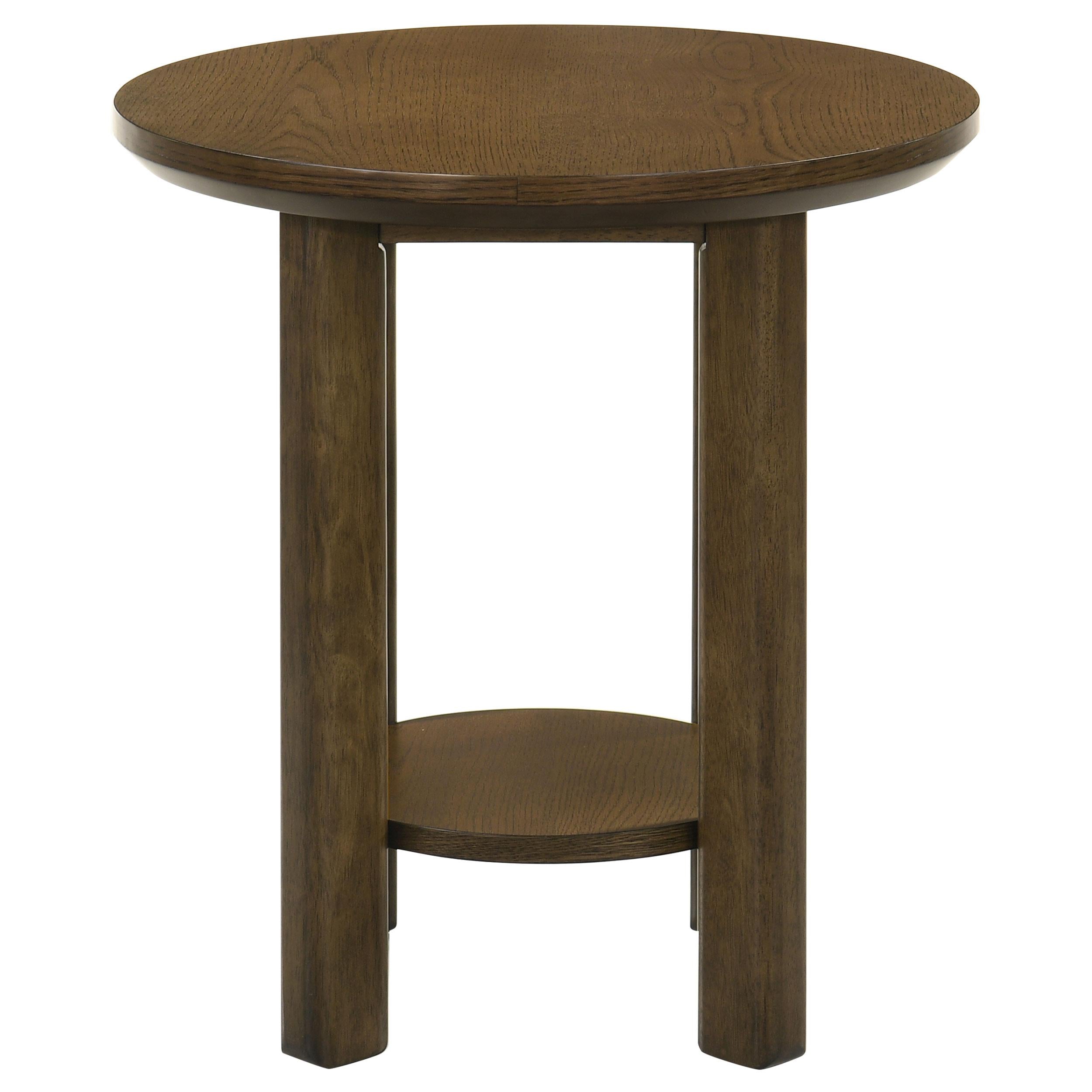 Ottowa Round Wood Side End Table with Shelf Brown - 706307