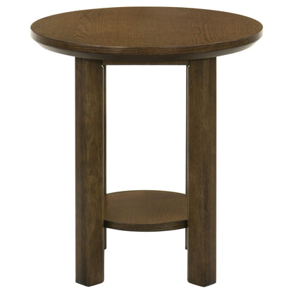 Ottowa Round Wood Side End Table with Shelf Brown - 706307