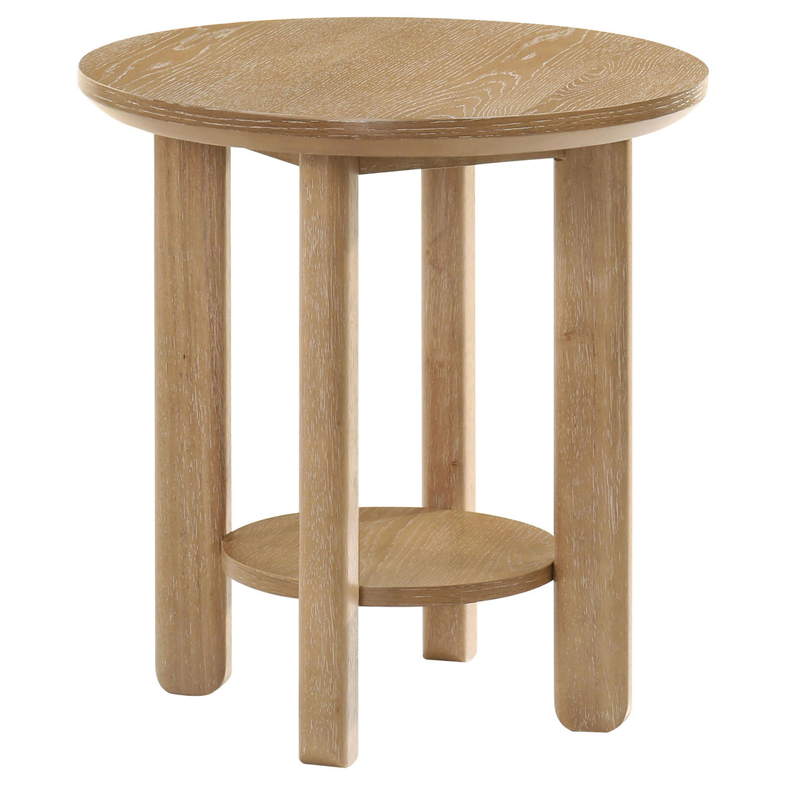 Ottowa Round Wood Side End Table with Shelf Light Oak - 706297