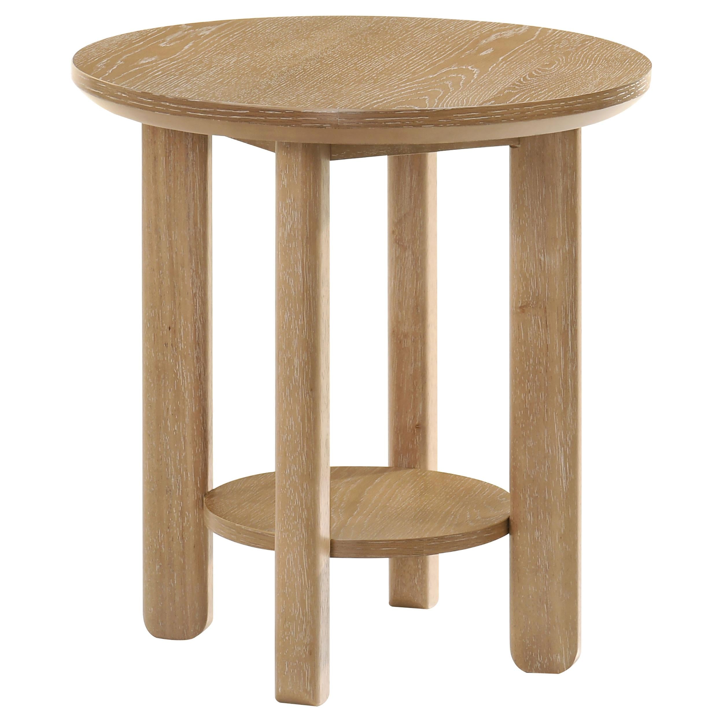 Ottowa Round Wood Side End Table with Shelf Light Oak - 706297