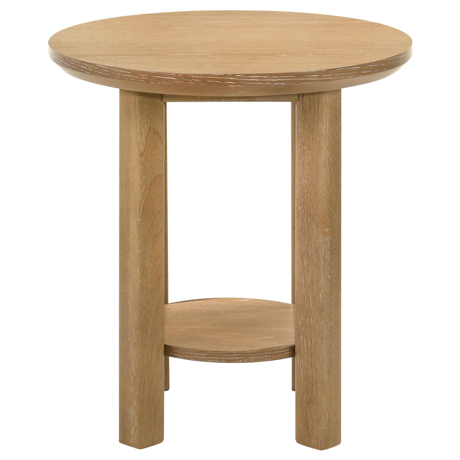 Ottowa Round Wood Side End Table with Shelf Light Oak - 706297