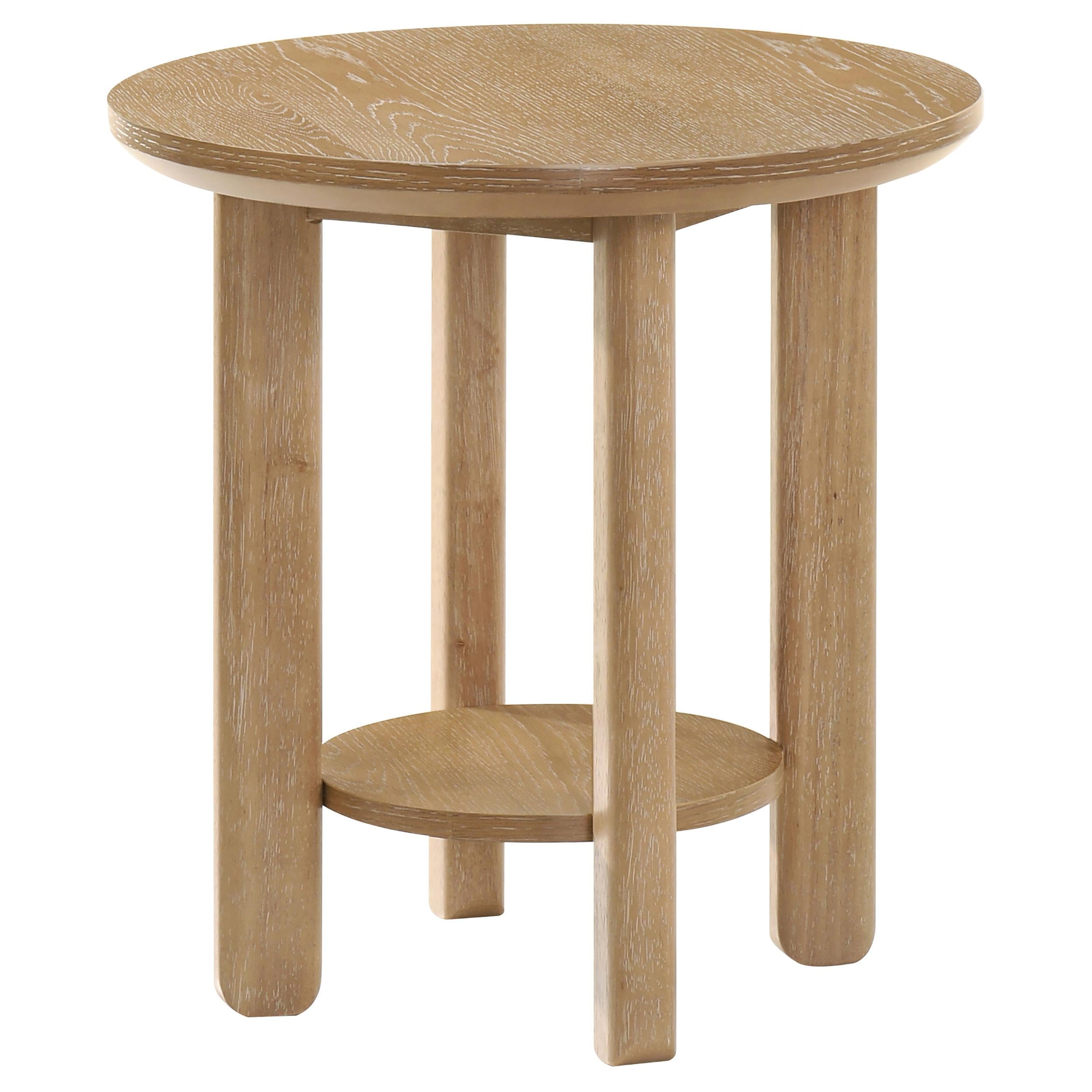 Ottowa Round Wood Side End Table with Shelf Light Oak - 706297