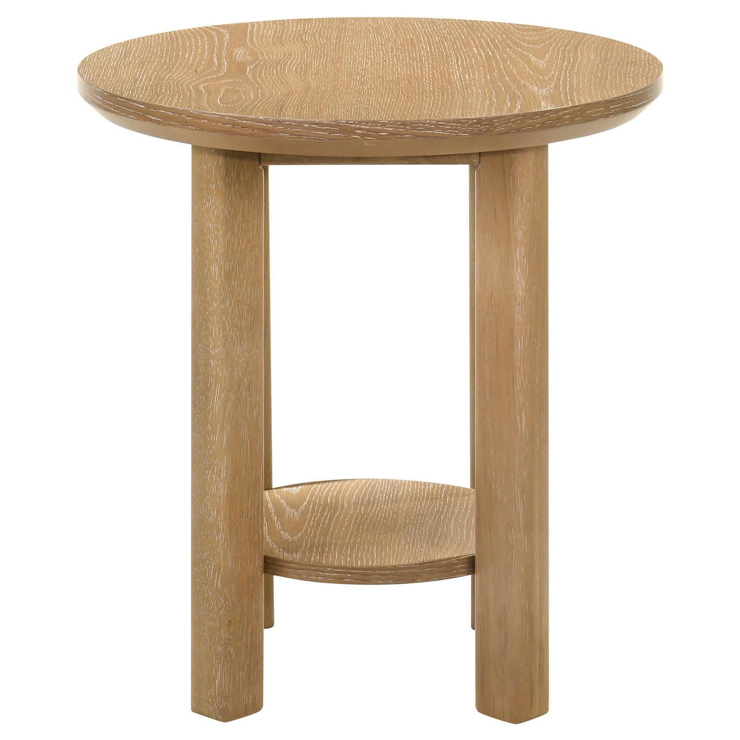 Ottowa Round Wood Side End Table with Shelf Light Oak - 706297